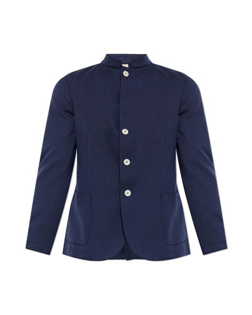 Eleventy Blue Jacket With Stand-Up Collar for men