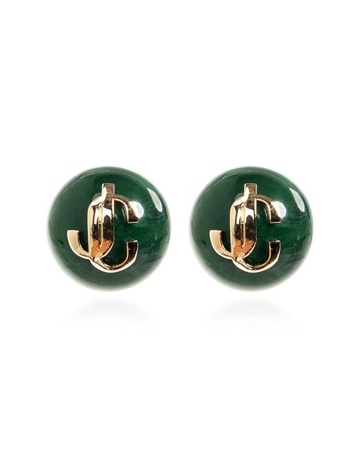 Jimmy Choo Green Earrings With Logo