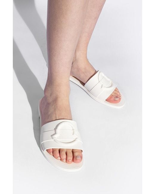 Moncler White Rubber Flip-Flops