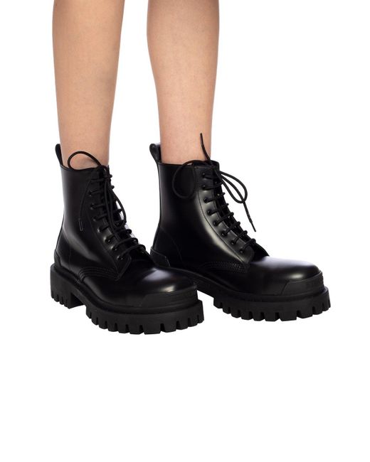 Balenciaga 'strike' Leather Boots in Black | Lyst