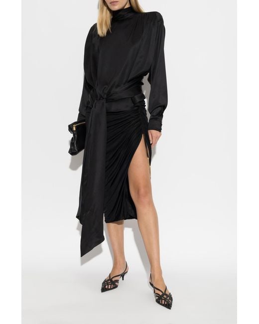 Balmain Black Silk Shirt With Asymmetric Cut