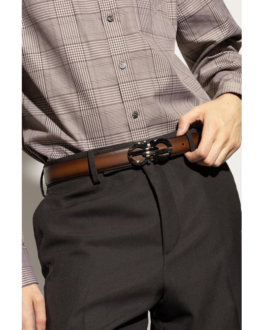 Ferragamo Brown Leather Belt for men