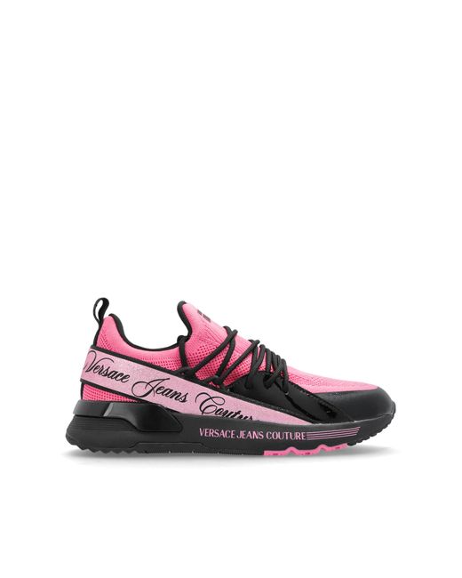 Versace Jeans Couture Pink Sports Shoes With Printed Logo