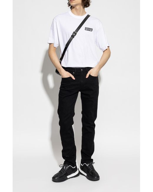 Versace Jeans Couture Black Sports Shoes With Printed Logo for men