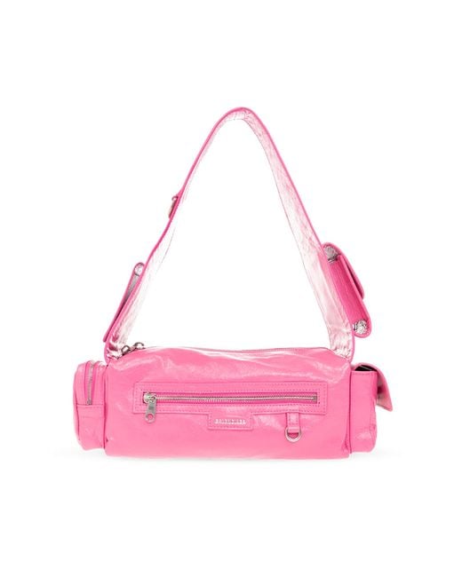 Superbusy XS Leather Shoulder Bag in Pink - Balenciaga