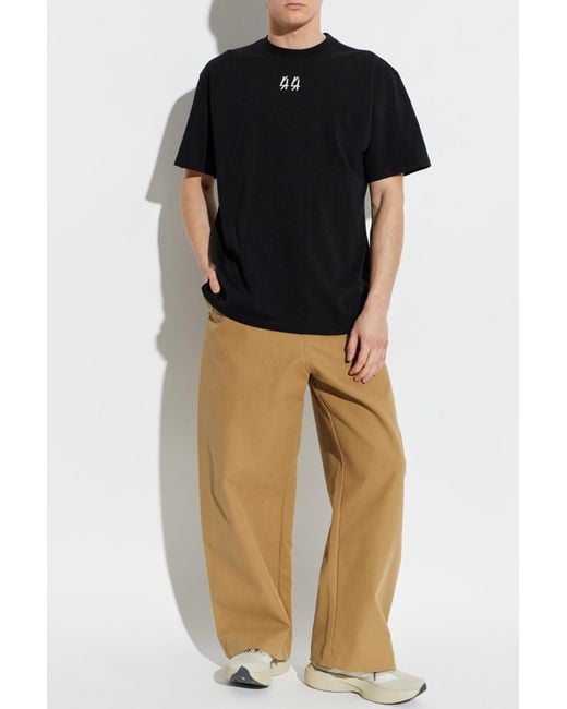 44 Label Group Black T-Shirt With Logo for men