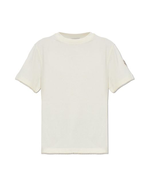 Moncler White T-Shirt With Decorative Trim
