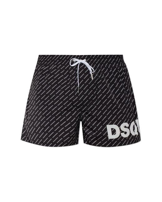 DSquared² Black Monogram Swim Shorts for men