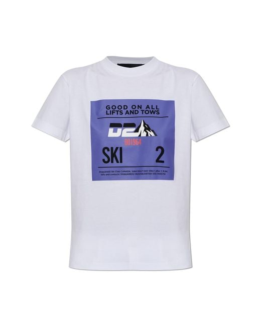 DSquared² White Cotton T-Shirt With Print
