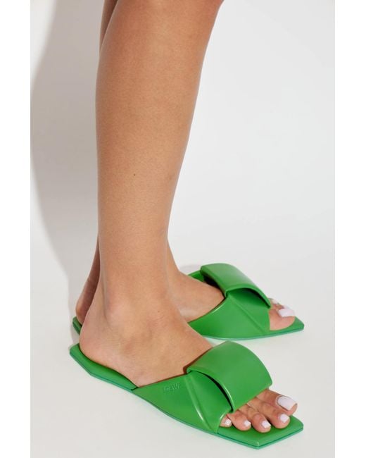 Loewe Green 'Origami' Flip-Flops