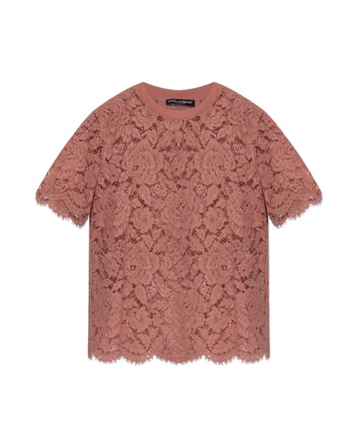 Dolce & Gabbana Pink Lace Top