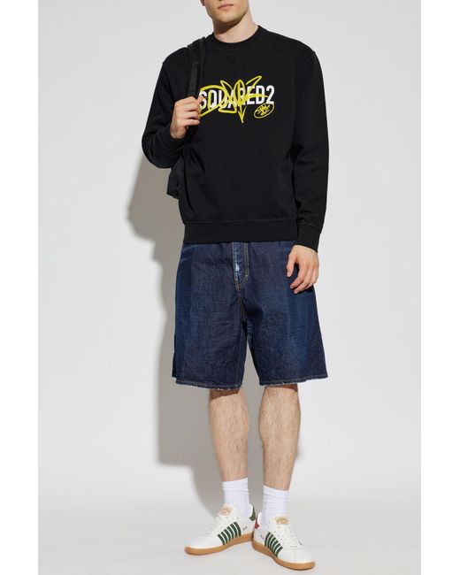 DSquared² Black Sweatshirt With Printed Logo for men