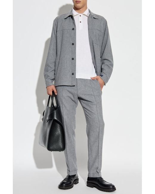Paul & Shark Gray Wool Trousers for men