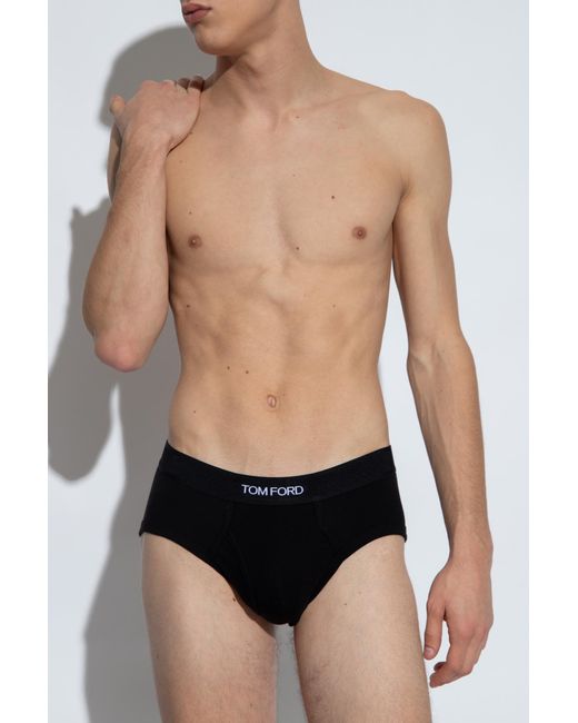 Tom Ford Black Briefs With Logo for men