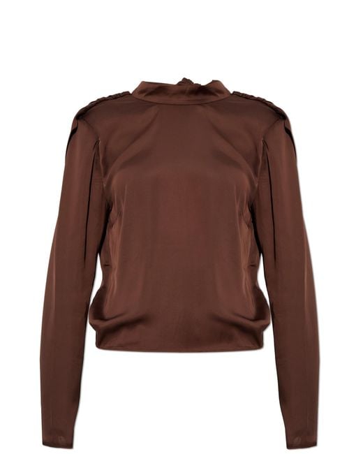 ROTATE BIRGER CHRISTENSEN Brown Top With Tie