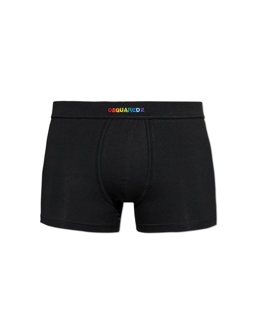 DSquared² Black Cotton Boxers With Logo for men
