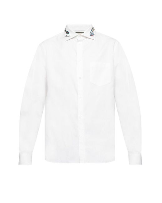 Gucci White Decorative Collar Shirt for men