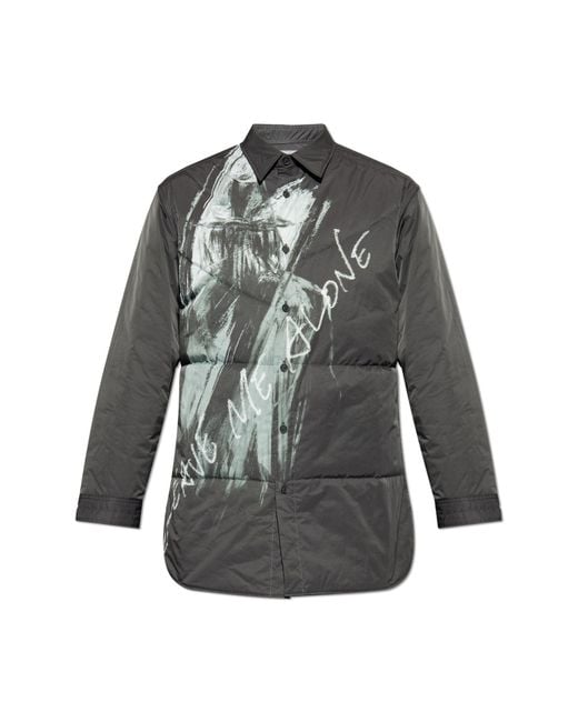 Yohji Yamamoto Gray Insulated Shirt With Print for men