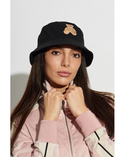 Palm Angels Black Hat With Bear Motif