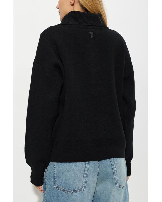 AMI Blue Wool Sweater With Collar