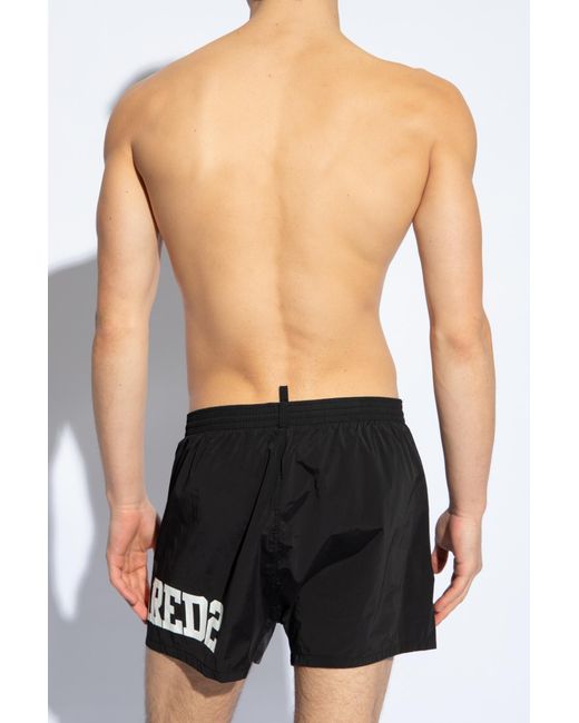 DSquared² Black Swimming Shorts With Logo for men