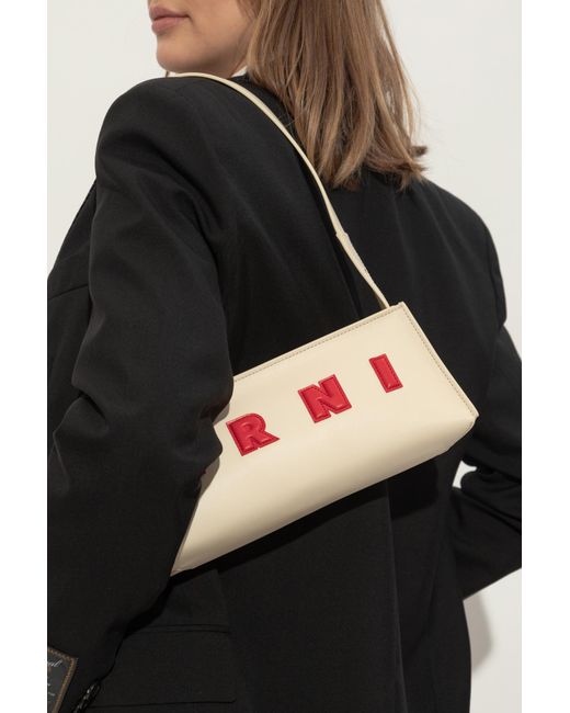 Marni White Shoulder Bag With Logo