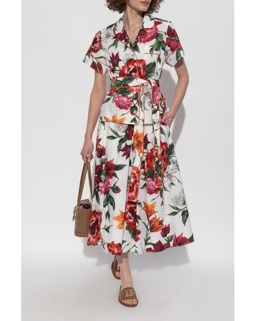 Dolce & Gabbana Red Shirt With Floral Motif