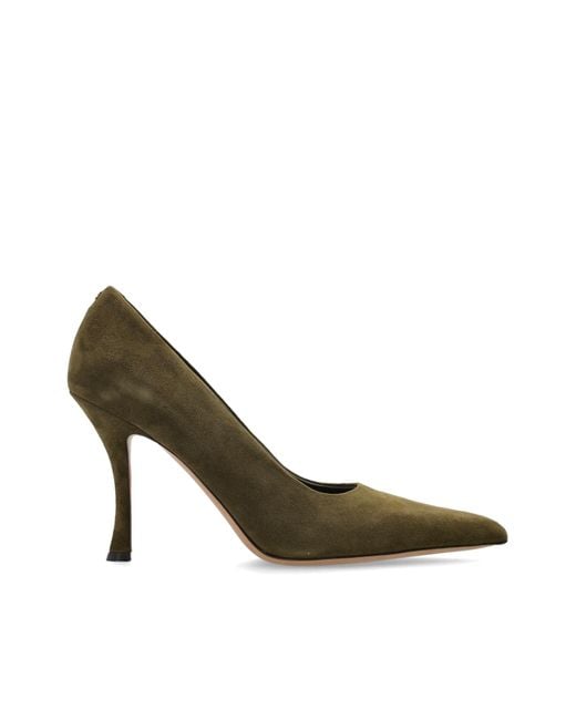 Ferragamo Green Suede Heeled Shoes "Elydea"