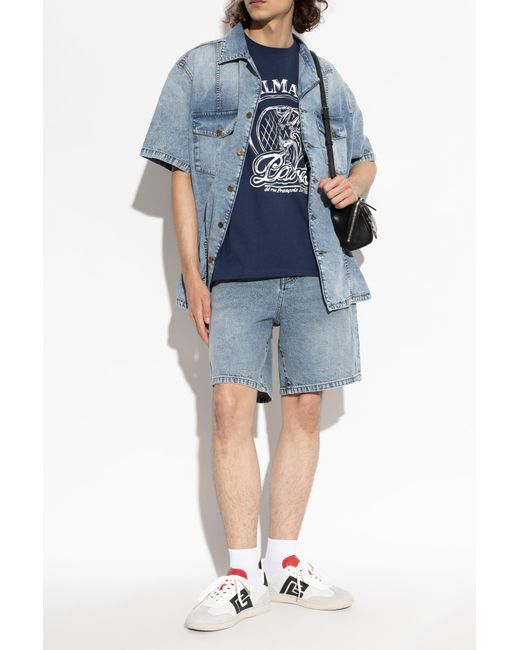 Balmain Blue Denim Shorts for men