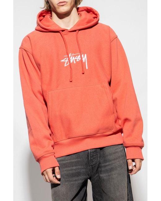 Stussy Hoodie With Logo in Orange | Lyst
