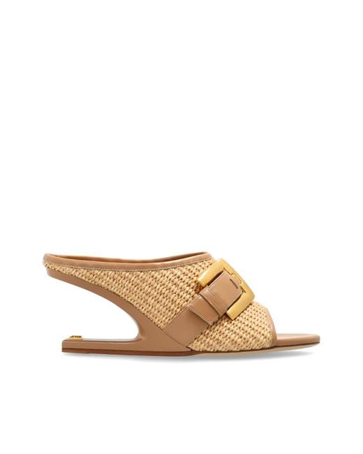 Balmain Natural "Anthem" Wedge Sandals