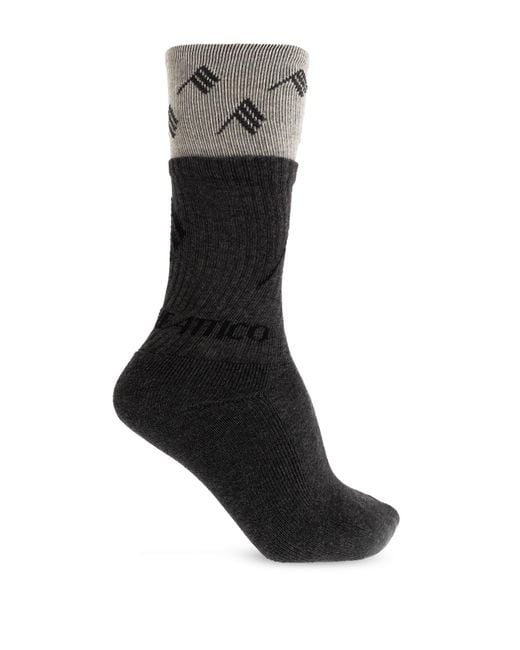 The Attico Black Cotton Socks With Logo
