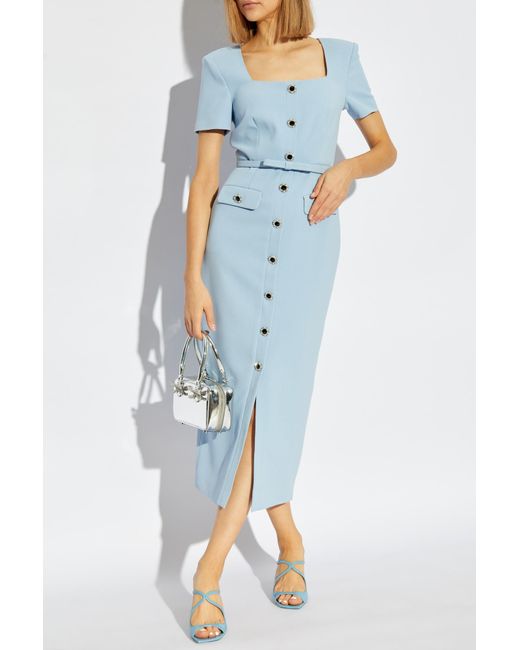 パーティードレス SELF PORTRAIT SS25808SBL LITGH BLUE Dresses Blue Lace Midi Sweetheart Dress – self-portrait-US