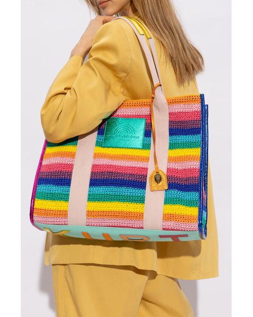 Kurt Geiger Yellow ‘Crochet Large’ Shopper Bag
