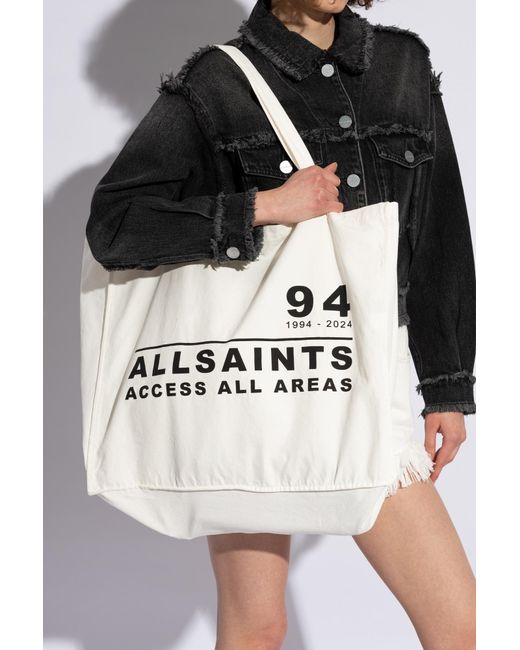 AllSaints White 'access All Areas' Shopper Bag,