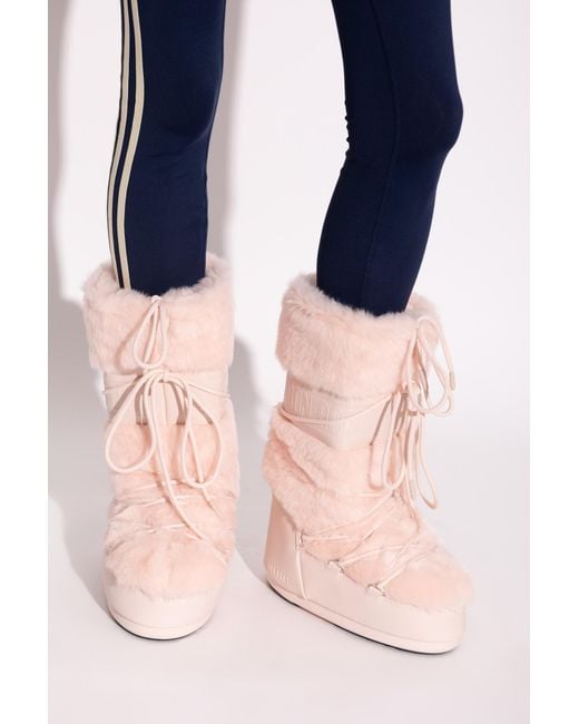 Moon Boot Pink Snow Boots 'Mb Icon Faux Fur'