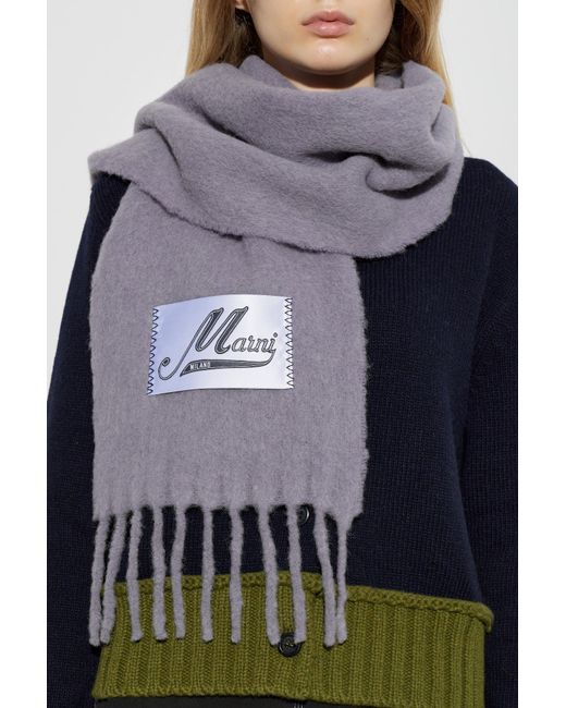 Marni Gray Scarf With Fringes