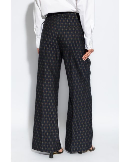 Etro Black Pants With Decorative Pattern,