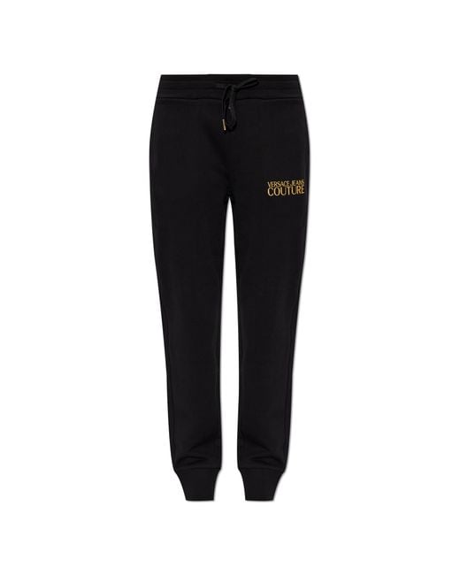 Versace Jeans Couture Black Sweatpants With Embroidered Logo