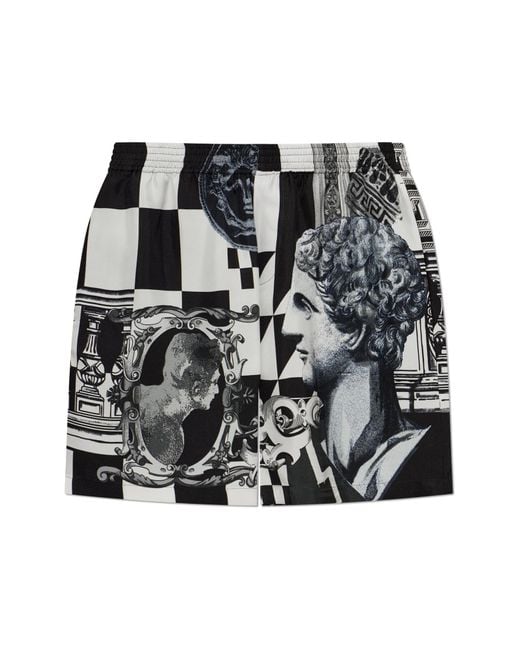 Versace Black Silk Shorts With A Pattern for men