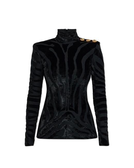Balmain Black Top With A Stand-Up Collar