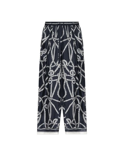 Dolce & Gabbana White Silk Trousers With "Marina" Print for men