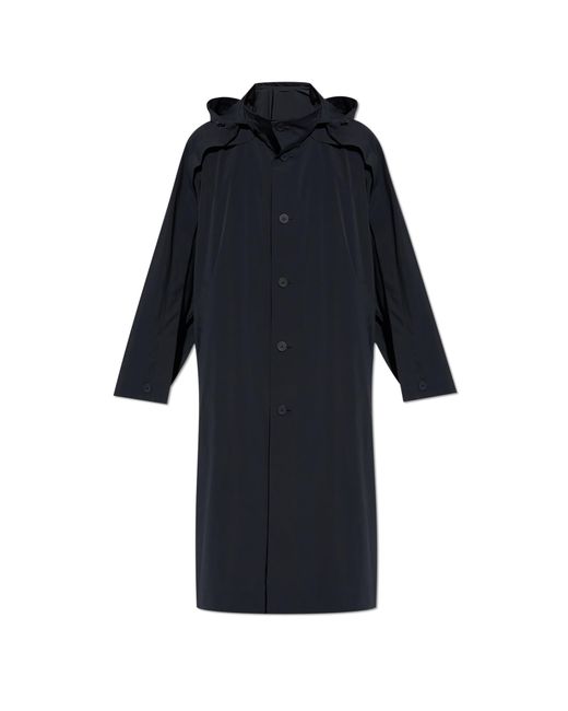 Homme Plissé Issey Miyake Blue Coat With Stand-up Collar, for men