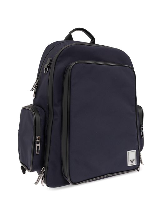 Emporio Armani Blue Backpack With Logo, for men