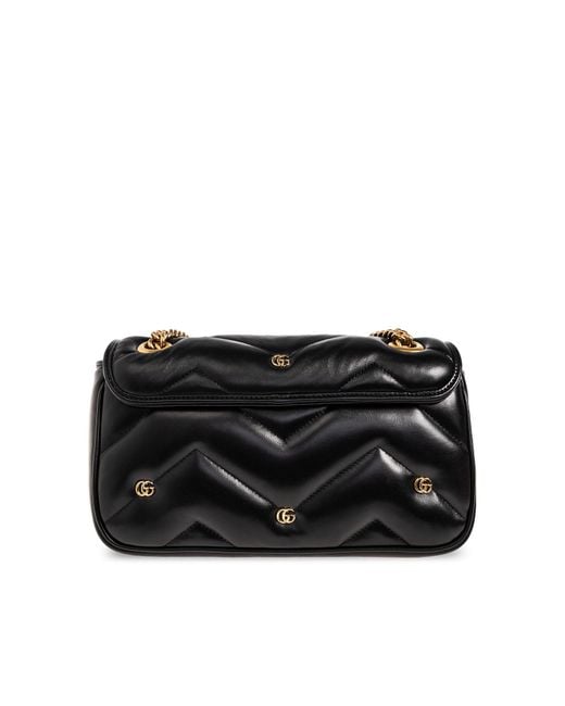 Gucci Black 'GG Marmont Small' Quilted Shoulder Bag,