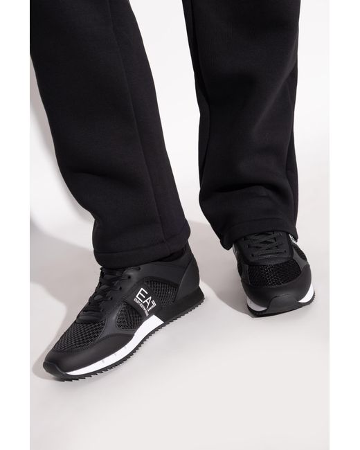 EA7 Black Sports Shoes With Logo for men