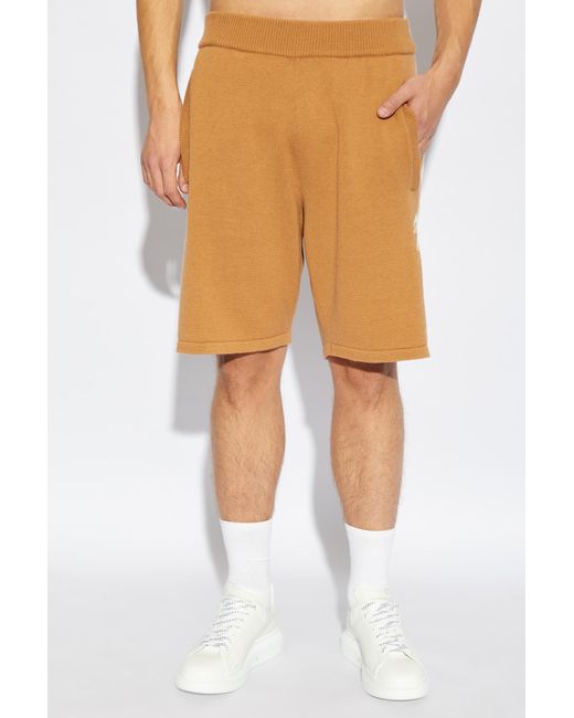 Palm Angels Natural Shorts With Palm Pattern for men