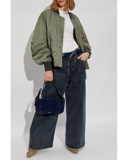 The Attico Blue Waxed Wide-Leg Jeans