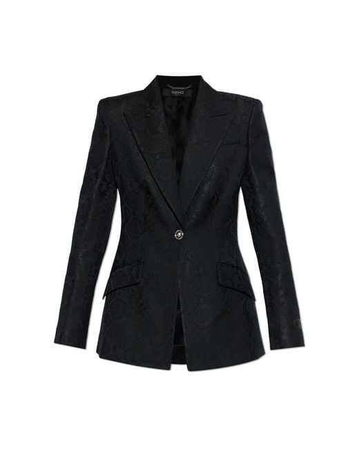 Versace Black Blazer With Animal Print