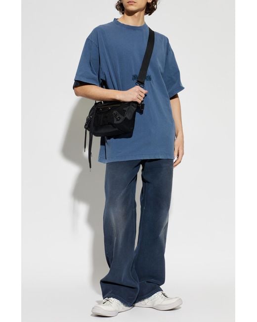 Balenciaga Blue T-Shirt With Embroidered Logo for men